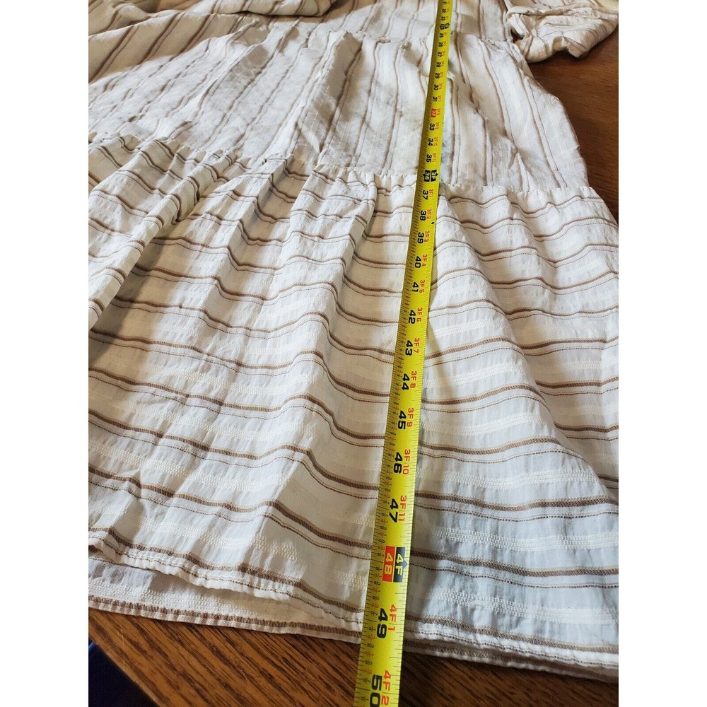 SOLD Zara Small Women White Maxi Dress Tiered Long Bohemian Striped Romantic - Picture 14 of 15
